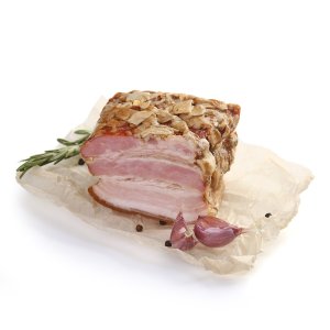 Грудинка Колбасный цех Бахетле свиная в чесноке к/в нарезка охлажденная вес